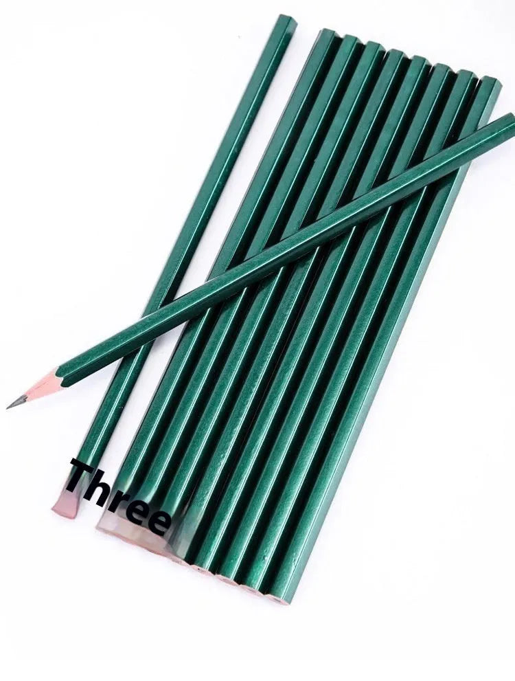 Box of ten green hexagonal pencils with HB and 2B graphite grades for writing and sketching.