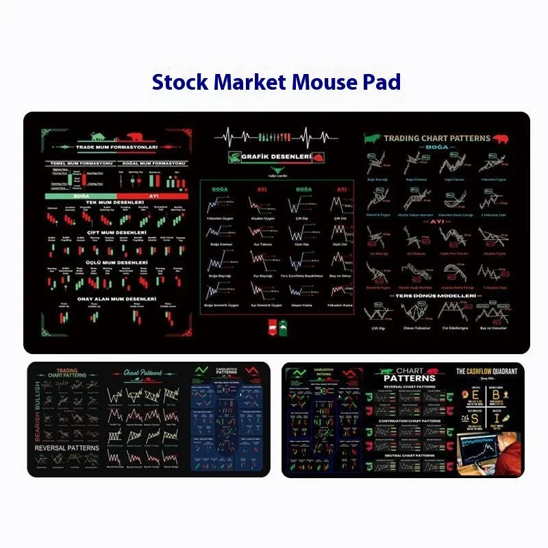 Black rubber calculator mouse pad with anti-slip base showing measurement options from 300x600mm to 400x900mm