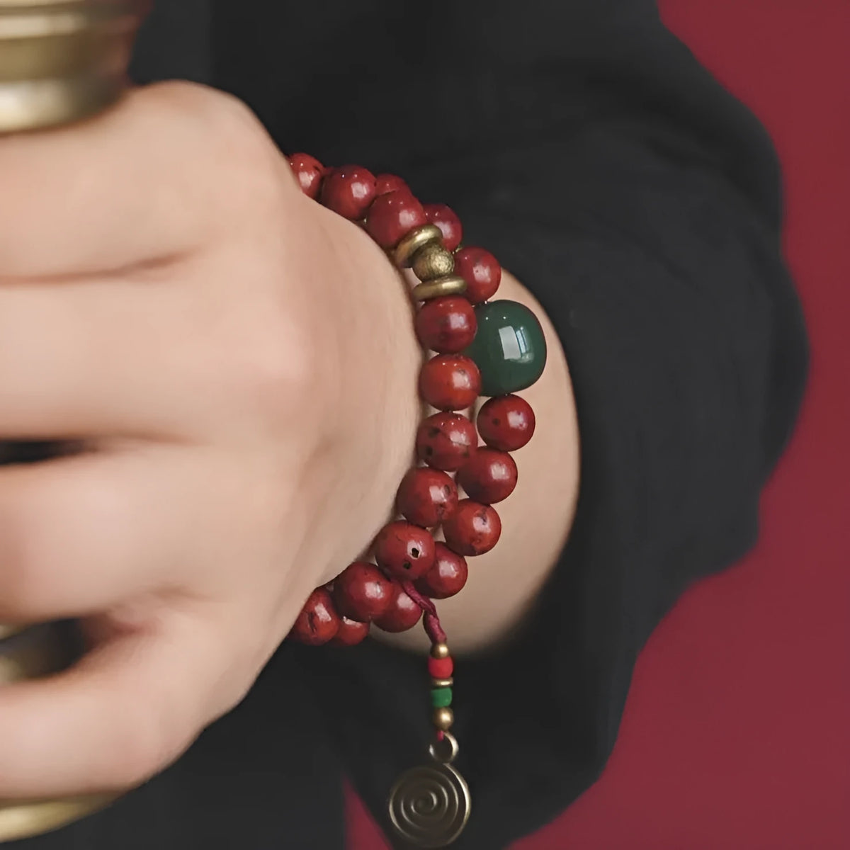 Handmade bodhi double circle bracelet retro style for women with natural seeds