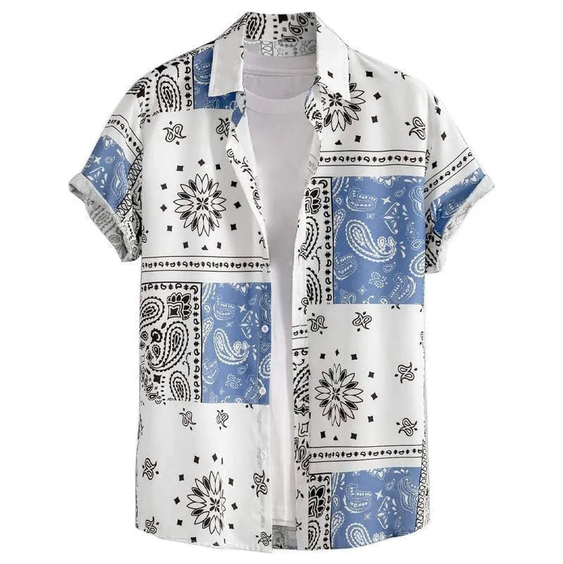 Men's slim fit Hawaiian shirt with elastic fabric in multiple colour patterns