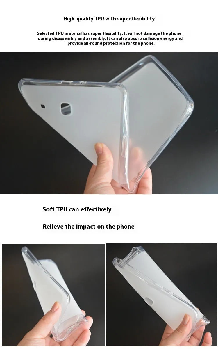 Clear transparent white ultra-thin silicone and TPU protective case for a tablet.