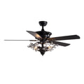 52-inch wooden ceiling fan with remote control and light, wood blades and shade, three bulb holders