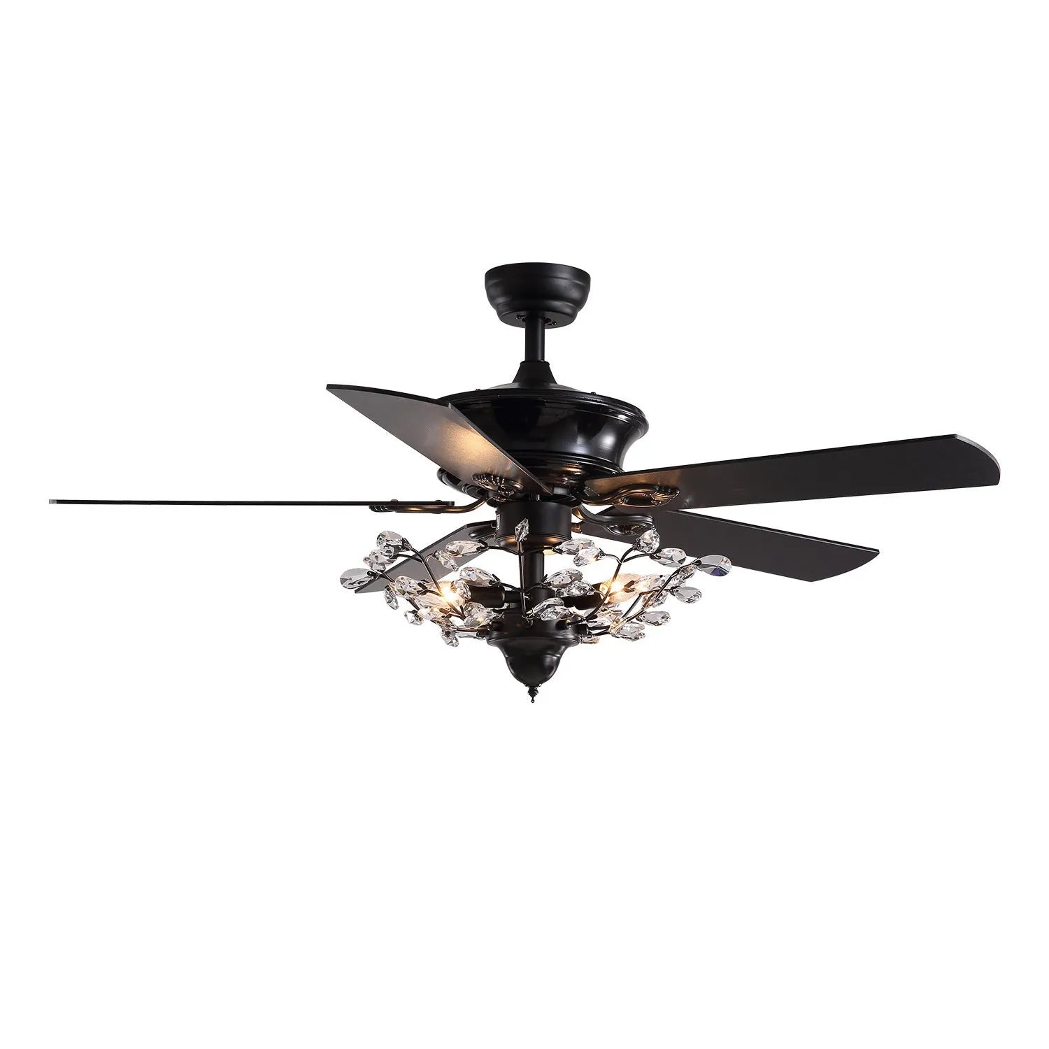 52-inch wooden ceiling fan with remote control and light, wood blades and shade, three bulb holders