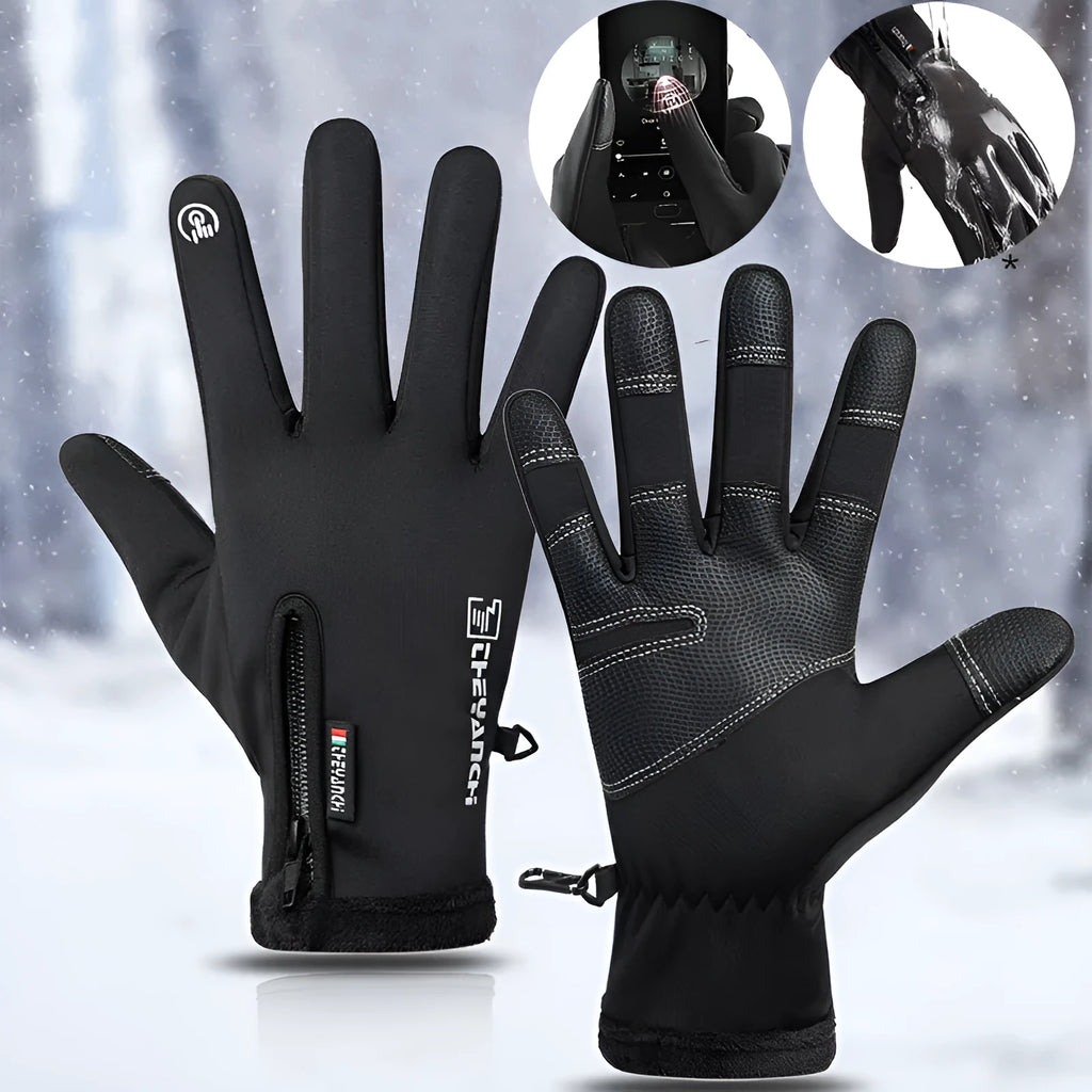 Unisex winter cycling gloves in black or grey with touchscreen, non-slip, waterproof and windproof functions, sizes M to XXL