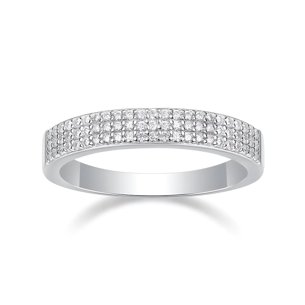 Wedding ring set with moissanite stone in S925 silver platinum plating gift box