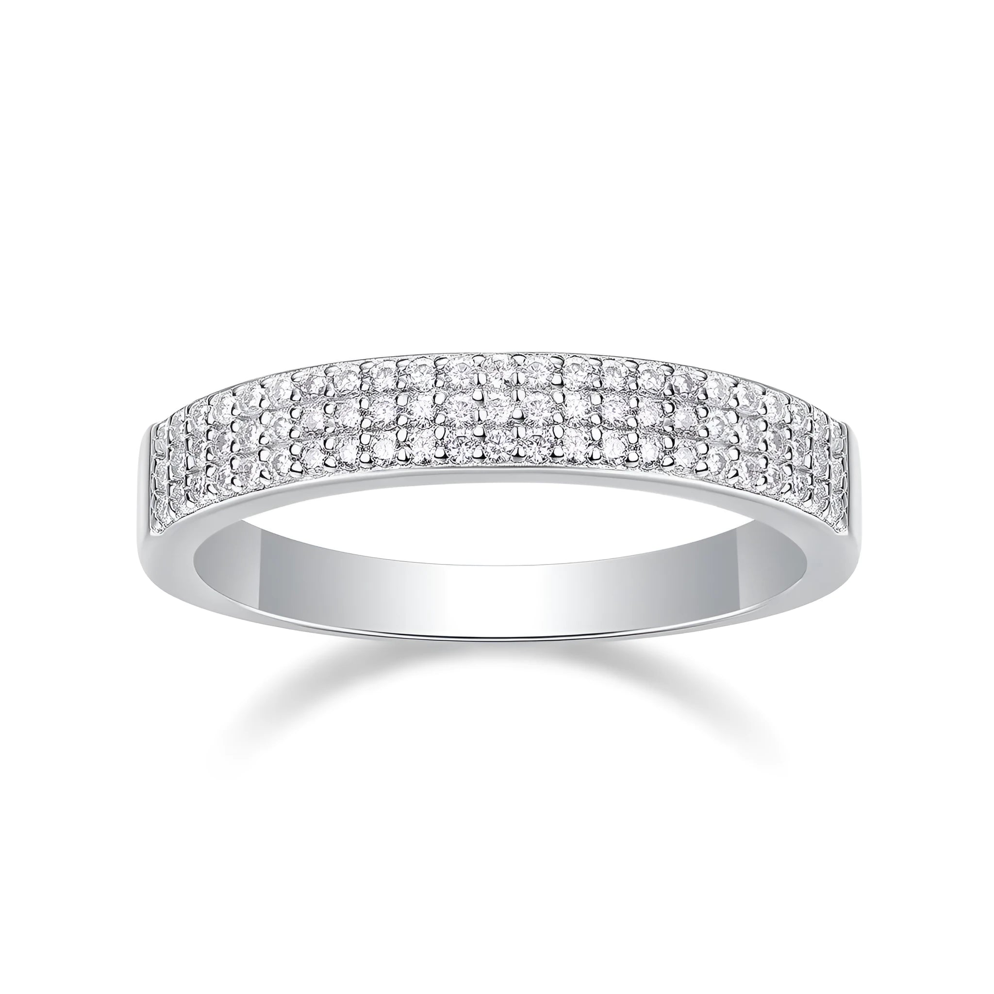 Wedding ring set with moissanite stone in S925 silver platinum plating gift box