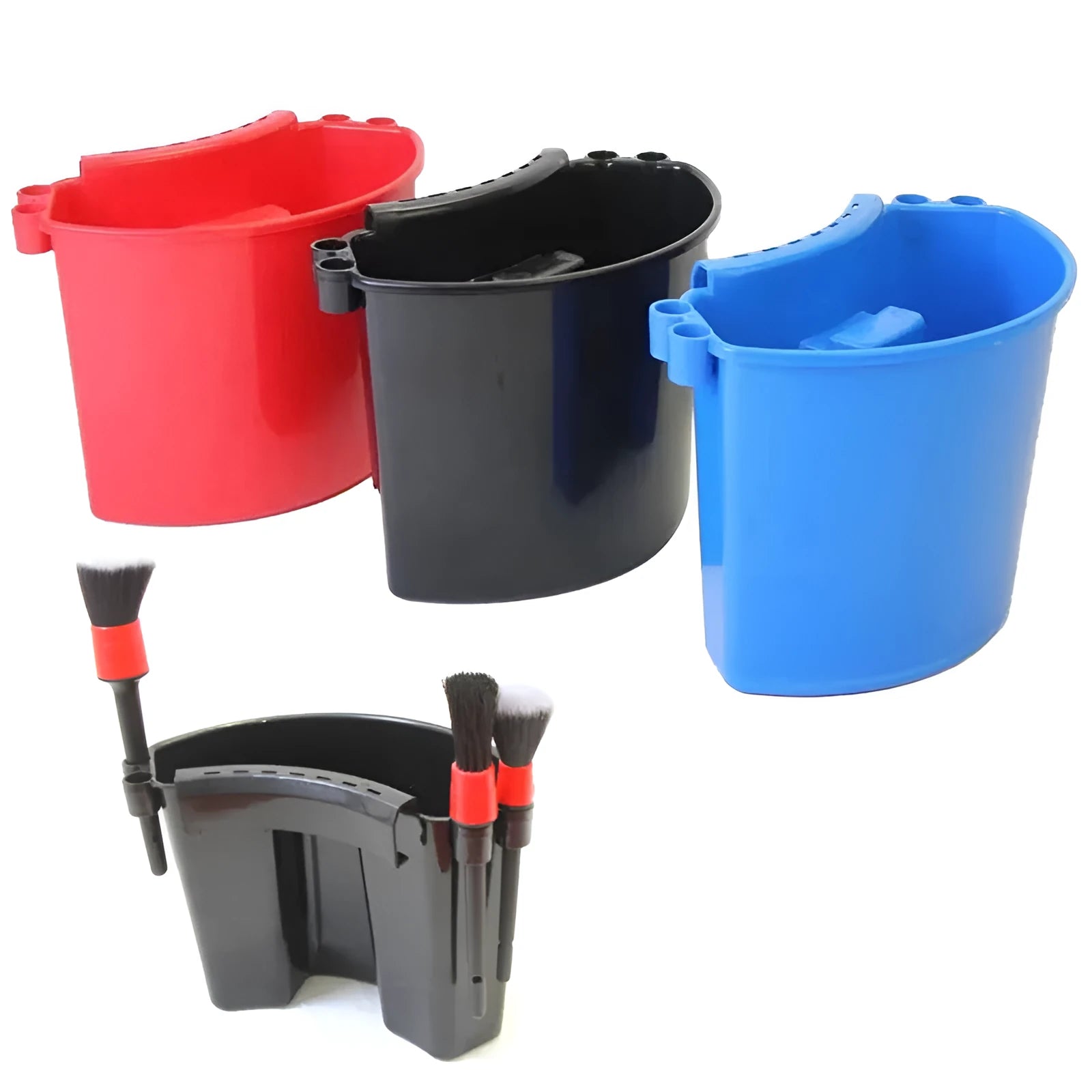 Car washing bucket in black, red, blue, and pink colour options