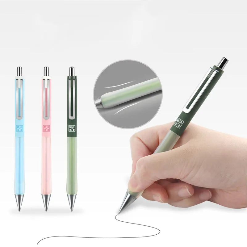 Plastic soft grip mechanical pencil with 0.5mm lead and free-cutting mechanism on card pack