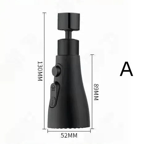 Silver universal kitchen faucet sprayer with rotating head shown on a sink tap.