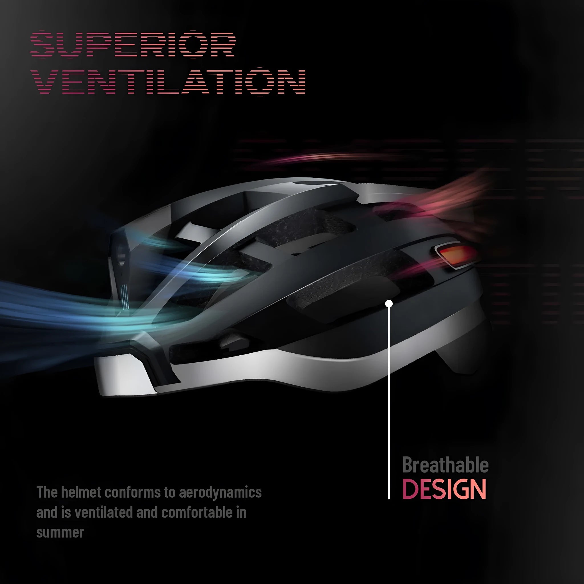 Black and grey adult cycling helmet with integrated warning lights on the rear.