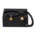 Natural stone couple love bracelet suit with two matching heart-shaped gemstone bracelets