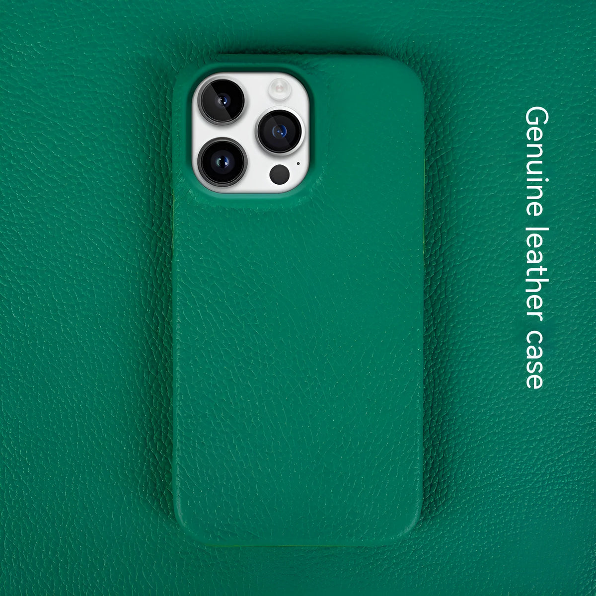 Genuine leather handmade drop-resistant phone case for iPhone in green colour
