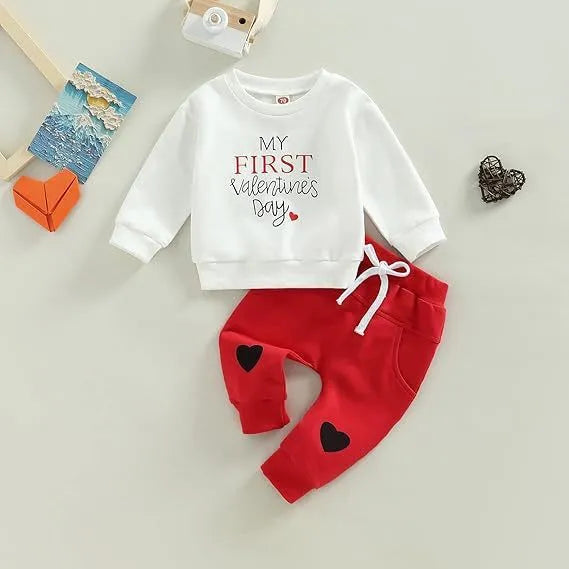 White baby sweatshirt and pants set with Easter letter print, cotton lining, for heights 80-120cm