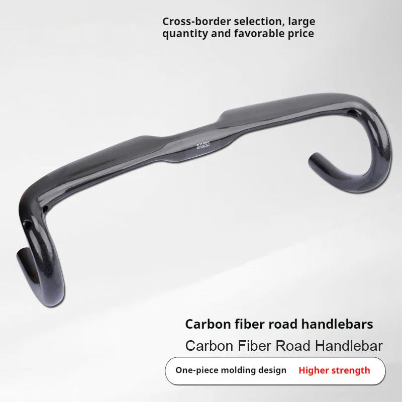 Carbon fibre road bicycle drop bar handlebar in Black Grey Silver, shown in 400mm, 420mm, and 440mm width options.
