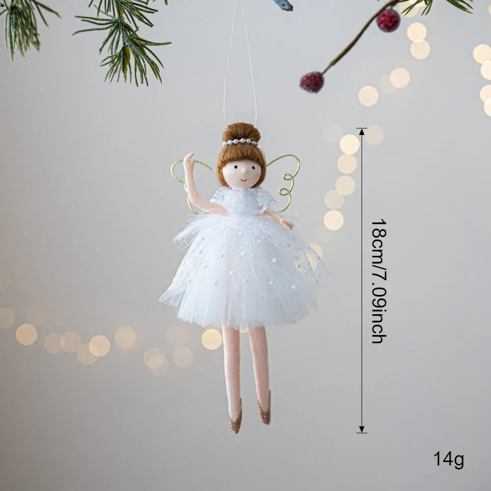 Pink and white cloth ballet girl angel doll plush toy pendant