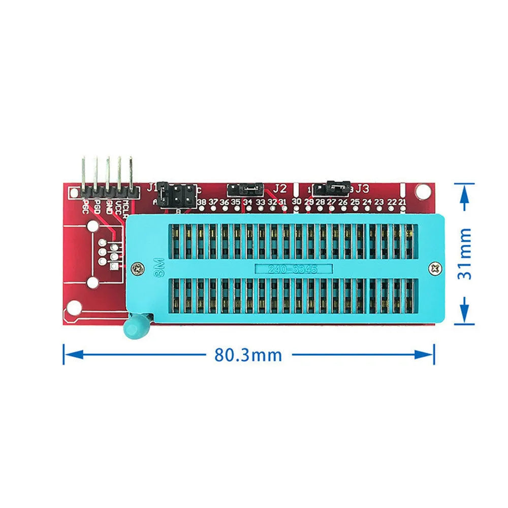 ICD2-compatible PIC programmer burner unit with KIT3 and KIT3.5 burning sockets.