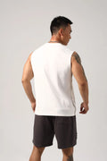 Korean style men's fitness vest with hidden side hooks and loose cotton construction