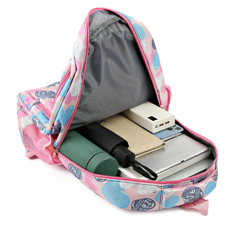 Student backpack with air pillow belt system in Oxford cloth construction showing blue colour option