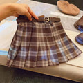 Girls' plaid patterned pleated skirt with A-line silhouette in cotton-blend fabric