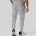 Men's straight-leg casual trousers in grey with tapered fit and elastic waistband