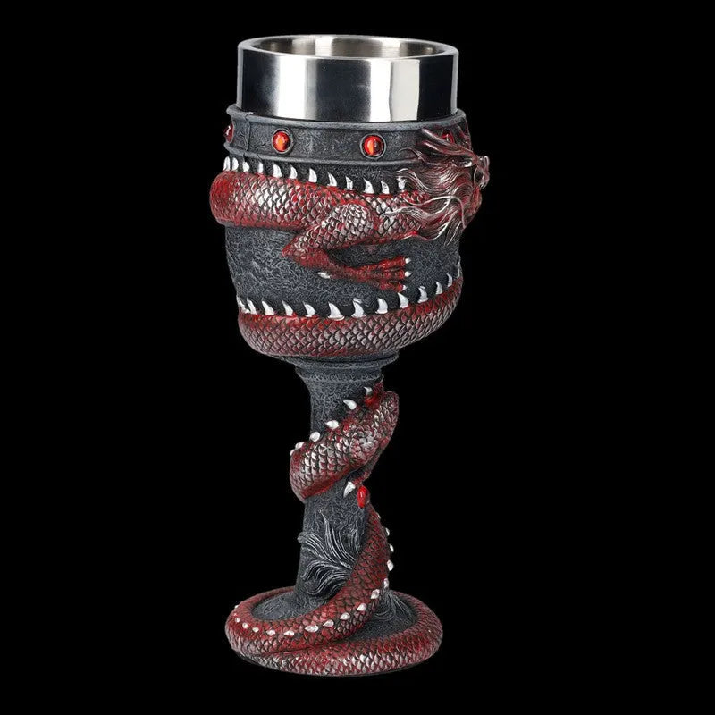 Personalised Chinese dragon 3D design red wine glass in stainless steel and resin, 200ml capacity