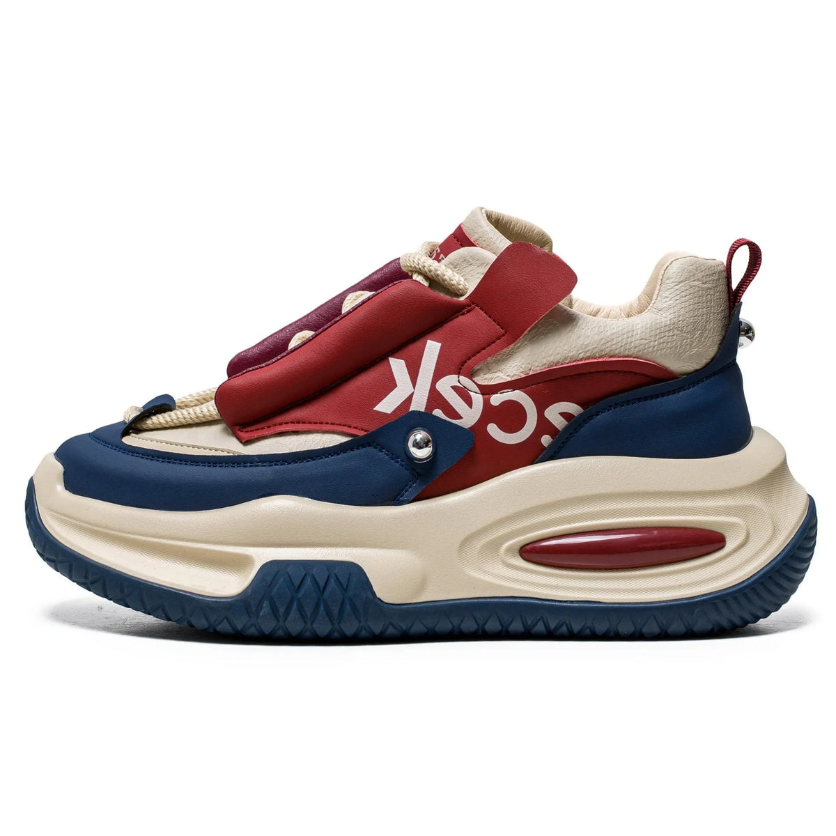 Men's casual sports waterproof dad shoes in solid colour with leather stitching, low-top round toe, platform heel, sizes 39-44