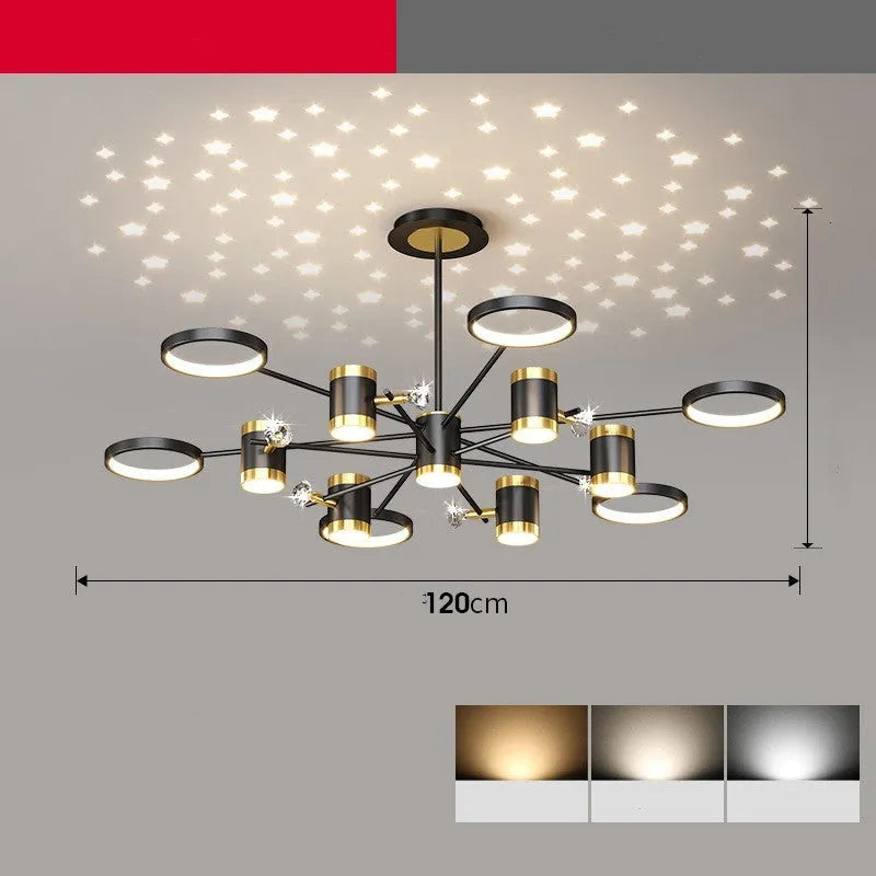Black iron pendant lamp chandelier with 13 heads and remote control