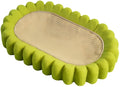 Green oval sisal cat scratch pad bowl serving as a cat bed and furniture protector.