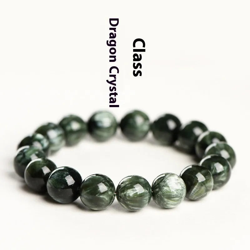 Green dragon crystal bracelet with 8-9mm geometry beads and ruyi design elements