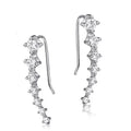 925 sterling silver ear-sticking ear hook studs with crystal inlay, silver geometric earrings, 2.3cm by 0.4cm, one pair