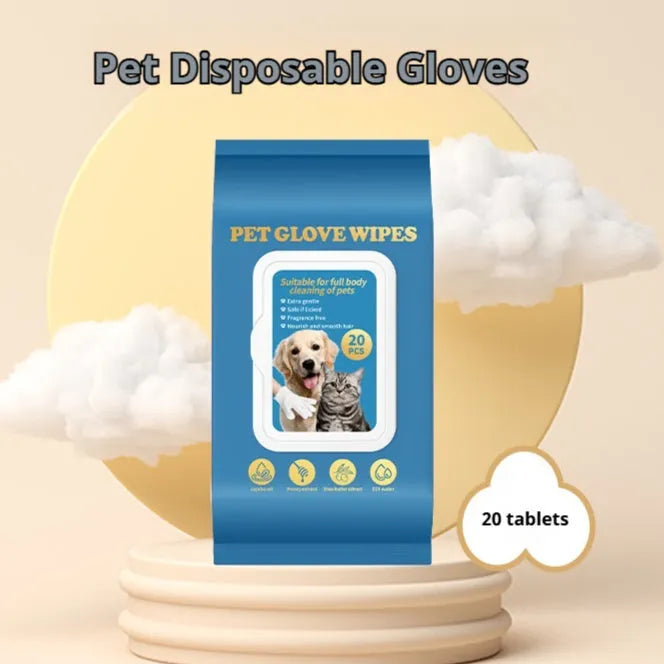 Pack of disposable pet gloves for dog and cat bathing and grooming tasks
