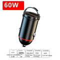 Black zinc alloy car charger with USB port for 200W fast charging in vehicles