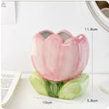 Ceramic flower pen holder storage box with floral pattern on desktop