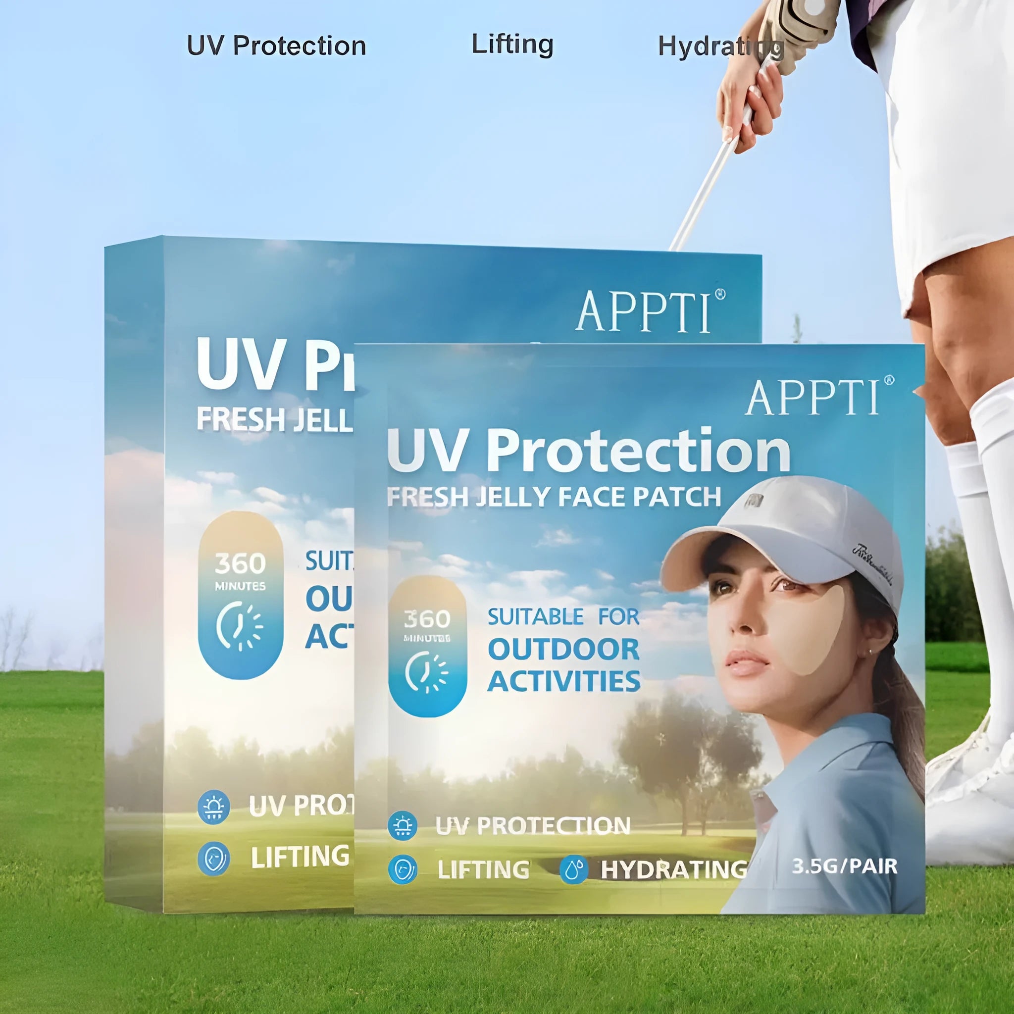UV protection outdoor sports eye mask sunscreen in packaging showing 5ml pairs