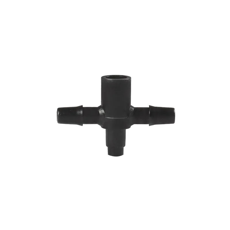 Tee water distributor for irrigation systems with PE construction and sun protection properties