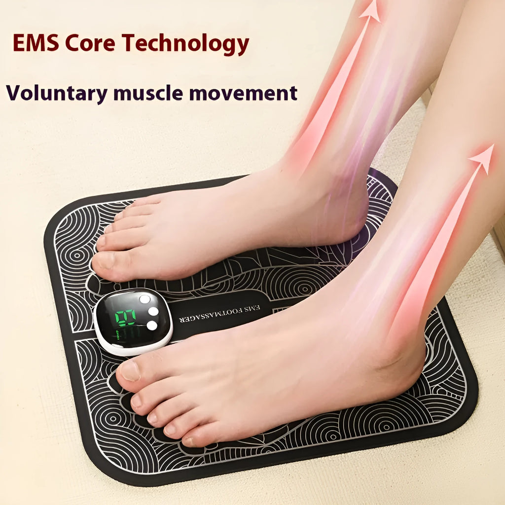 Reflexology foot massager mat with USB charging cable and remote control options