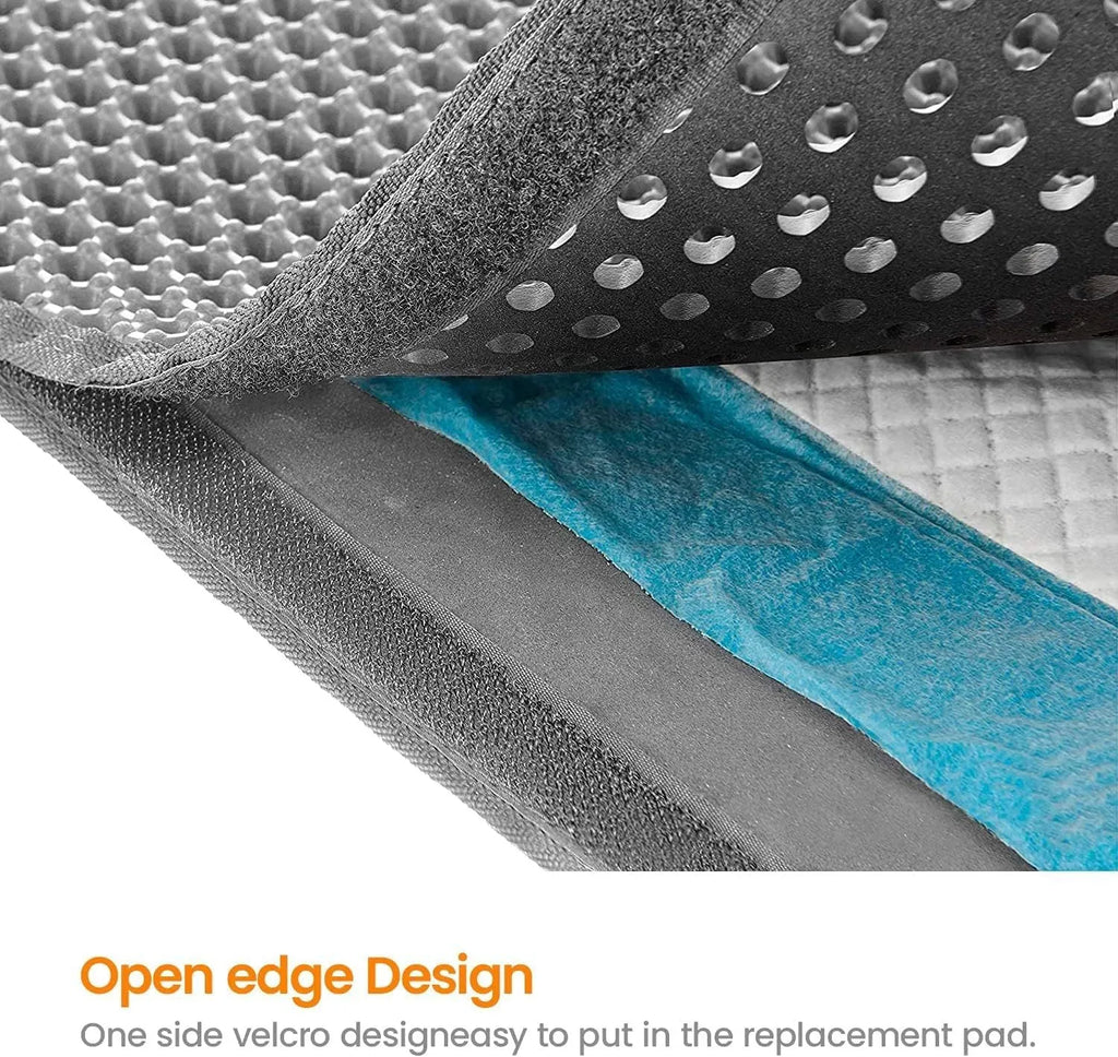 Cat litter trapping mat with honeycomb double layer design in black, waterproof and anti-slip