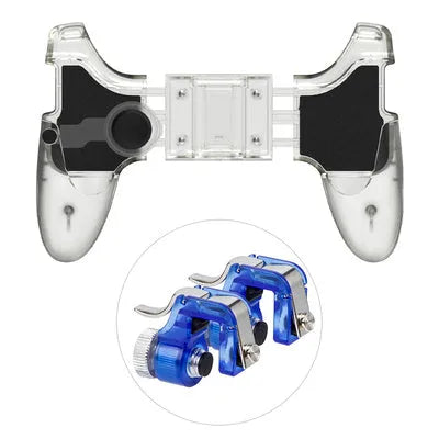 Black mobile gaming controller with wired connection to smartphone for enhanced gameplay control