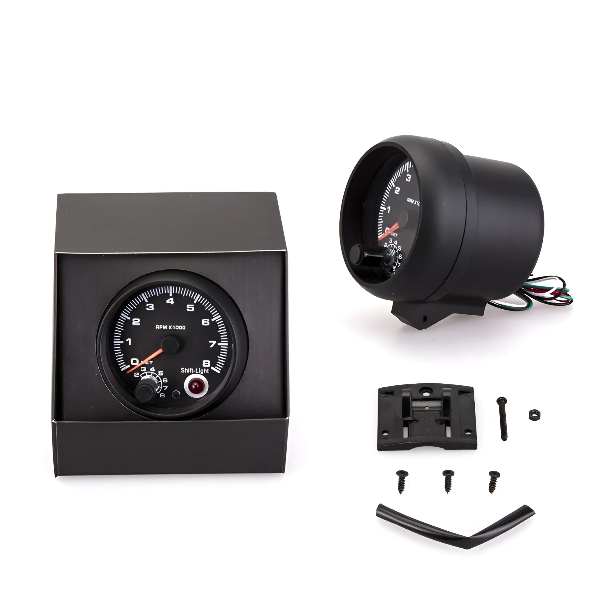 Automotive blue light pointer tachometer with digital RPM display for 0-8000 engine speed monitoring