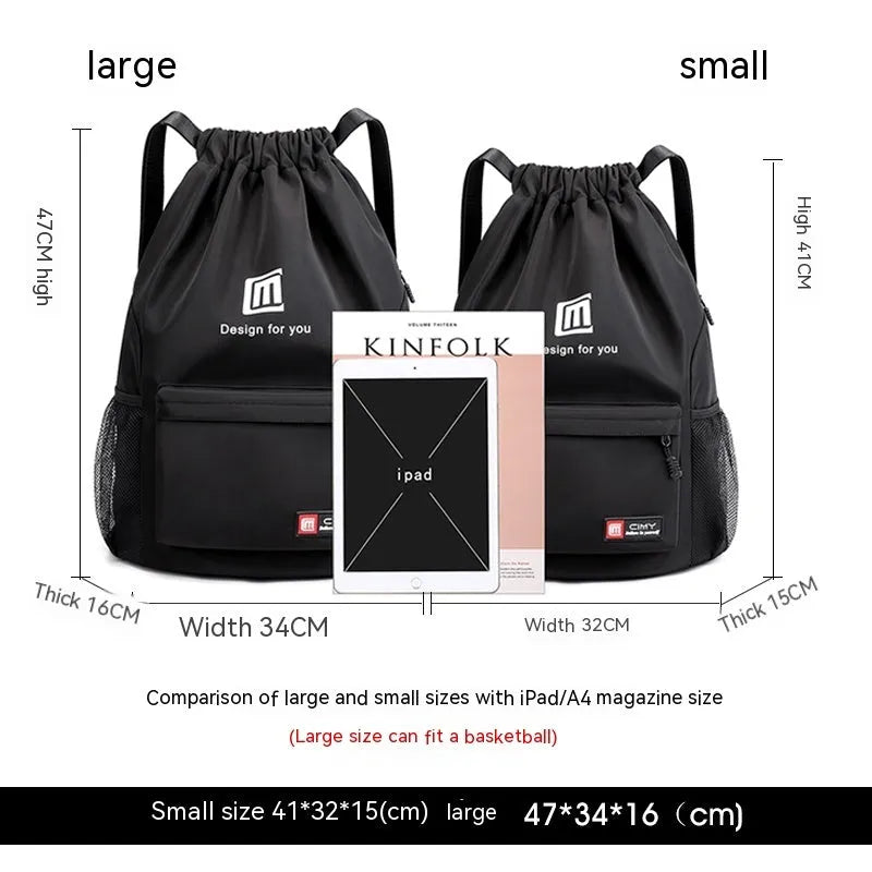 Oxford fabric sports bucket backpack with drawstring closure in multiple colour options