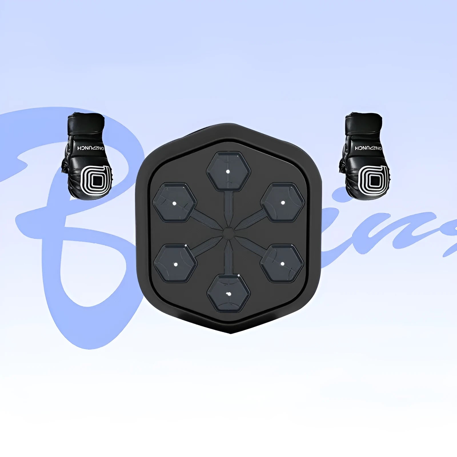 Black smart boxing machine with Bluetooth connectivity and velcro straps for professional fitness training