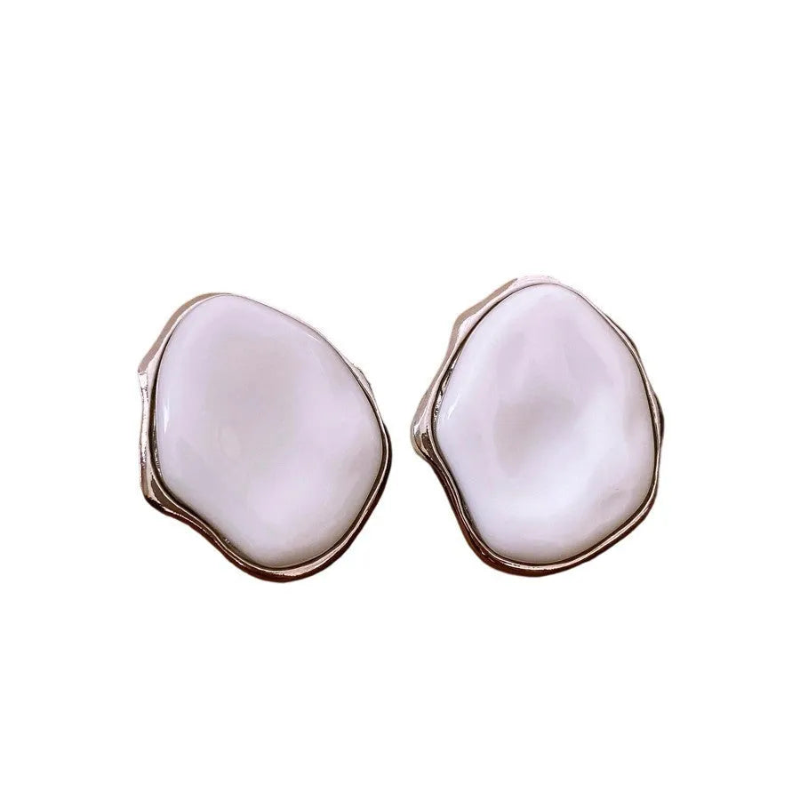 Silver Needle White irregular handmade acrylic earrings for women