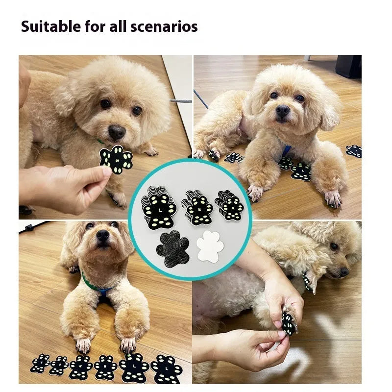 Dog claw protection pads made from silicone cloth in S and M sizes, 8 pieces per pack